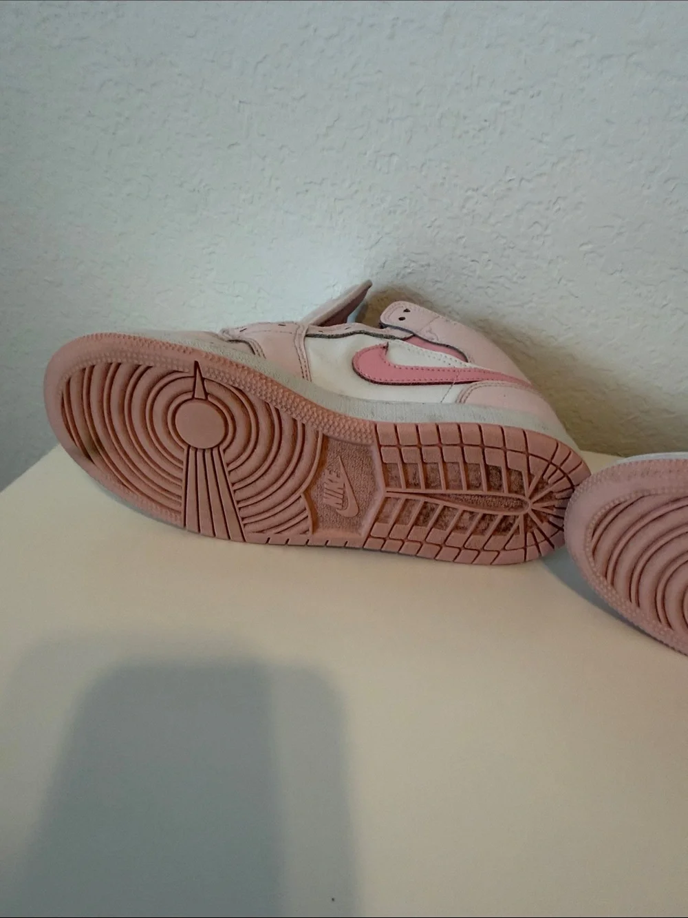 Nike Air Jordan Kids Pink and White High-Top Sneakers with Pink Swoosh